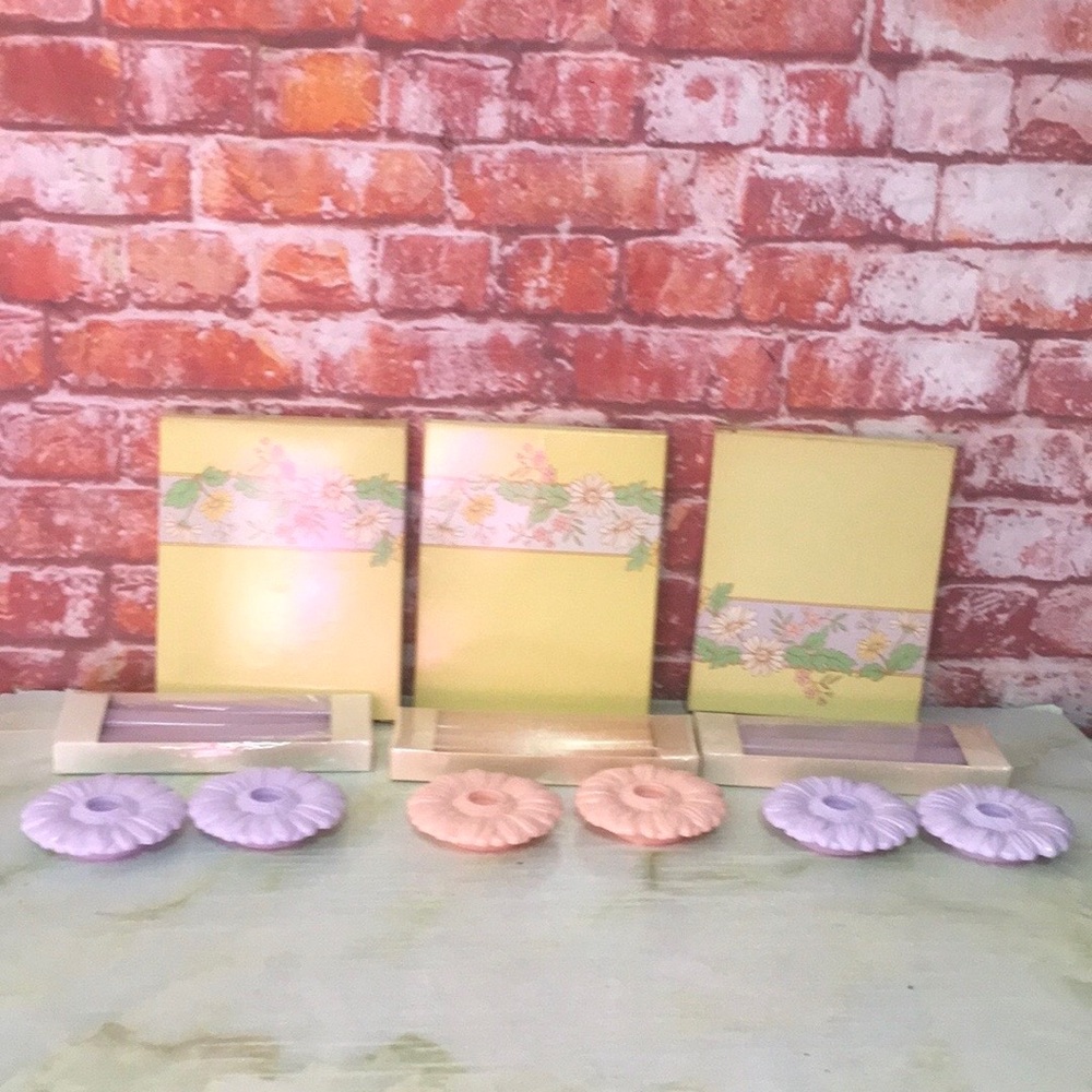 Vintage Avon Set of Three Pastel Fancy Flower Daisy Candle Sets